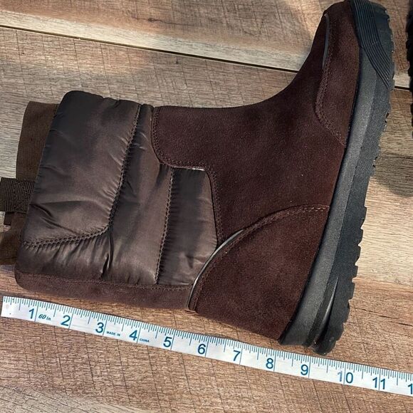 Lands' End Womens Suede Quilted Commuter Winter Snow Boots Brown‎ Size 7B - Picture 6 of 8